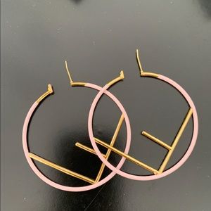 Authentic fendi hoop earrings 24k gold plated with pink enamel